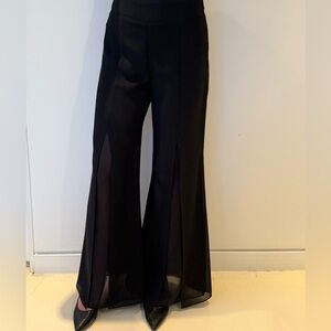 Elegant Black Wide-Leg Sheer Pants